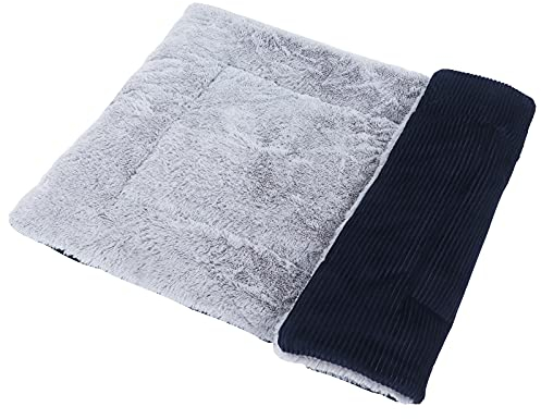 Vejaoo Hundematte Weiche und warme Matte Liegedecke für Hunde und Katzen Sofa für Heimtiere XZ014 (M (75 X 50CM), Wick Dark Blue)