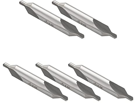 Utoolmart Broca central de acero de alta velocidad de 3,15 mm de diámetro de punta de 8 mm de vástago recto, avellanadores de doble extremo tipo A, herramienta de fresado de torno, 5 unidades