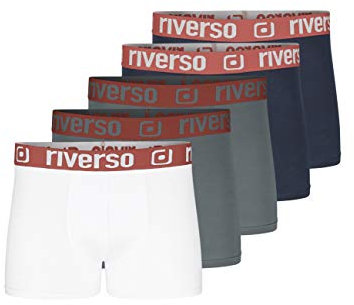 riverso Herren Boxershorts RIVHarry 5er Pack Basic Boxer Retro Trunks Organic Cotton Bio 95% Baumwolle, Größe:3XL, Farbe:Farbmix (R5)