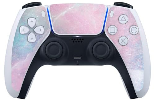 DeinDesign Skin kompatibel mit Sony Playstation 5 Controller PS5 Folie Sticker Marmor pink Glitzer Look