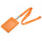 sourcing map Ausweisinhaber 11x7,4cm Vertikal PU ID-Kartenhalter mit Niete abnehmbaren Hals Lanyard Orange