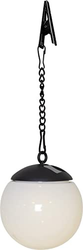 Star Trading Pendelleuchte mit Klemm-Clip - Opal-Glas Kugelleuchte Schwarz | Hängelampe mit Metallkette und Kugel-Schirm für Regale und Vorhangstangen. Werkzeuglose Montage ohne Bohren möglich.