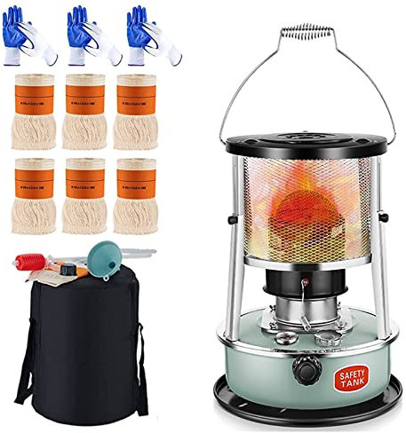 Petroleumofen für Innenräume, 4.5L Petroleum Heizung, 2600 W Tragbarer Badezimmer Petroleumheizung, 360 ° Mobile Heizung mit 6 Ersatzdochten und 3 Handschuhe, für Camping Zeltheizung Kochen