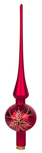 Rudolphs Schatzkiste Thüringer Christbaumschmuck Baumspitze rot-matt Waffelmuster BxHxT 6x27x6cm NEU Christbaumspitze Weihnachtsbaumspitze