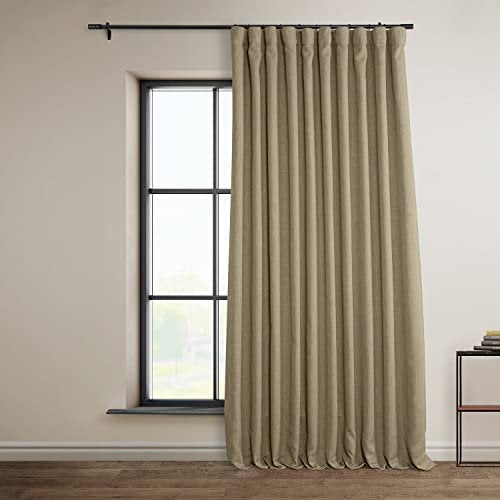 HPD Half Price Drapes Faux Linen Room Darkening Curtains - 84 Inches Long Extra Wide Luxury Linen Curtains for Bedroom & Living Room (1 Panel), 100W X 84L, Nomad Tan