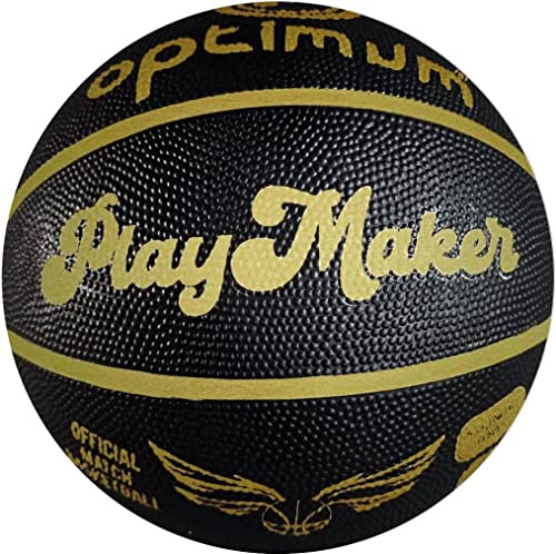 OPTIMUM Play Maker Basketball: Hochwertiges Koreanisches Gummi, ausgewogenes Gewicht und exzellente Präzision. Ideal für Kinder und stundenlangen Basketballspaß. Schwarz/Gold, Größe 7.