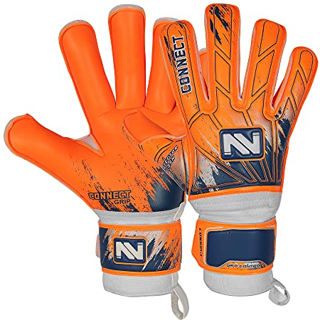 CONNECT Torwarthandschuhe Premium Grip, Torwarthandschuhe für Kinder, Jugendliche & Erwachsene, Fußballhandschuhe mit Fingerschutz, Torwart-Handschuhe (Fluorescent Orange, 4)