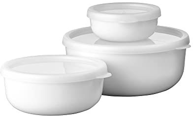 Mepal – Set da 3 Ciotole cucina Lumina – Contenitori alimenti con coperchio adatti per frigo, freezer, forno a vapore e microonde – Contenitore plastica con coperchio – White