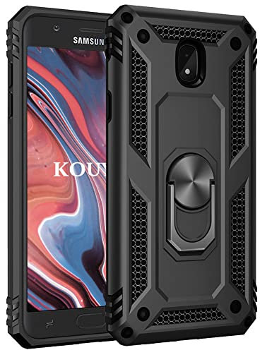 KOUYI Kompatibel mit Samsung Galaxy J7 2017 /J730 Hülle, Handyhülle Cover TPU Magnetische Bumper Stoßdämpfung Schutzhülle mit 360 Grad Drehbar Ringhalter für Samsung Galaxy J7 2017 /J730 (Schwarz)