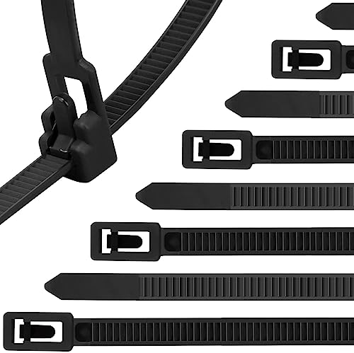 Fascette Plastica Riutilizzabili 150 mm x 4,8mm, 100 Pezzi Fascette Plastica Piccole Nere, Fascette Elettricista Corte, Fascette per Cavi PC