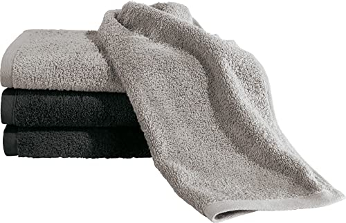 Erwin Müller Gästetuch Bühl 4er-Pack grau/anthrazit Größe 30x50 cm - besonders flauschig, voluminös, äußerst saugfähig