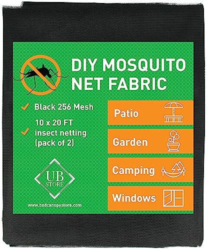 Zanzariera nera 3x6 metri netti confezione da 2 | Rete anti-insetti per soffitti da giardino, terrazze, esterni e finestre | Rete di protezione dagli insetti, a maglia fine