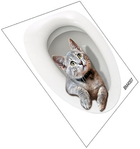 Cute Cat Toilet Seat Sticker 3D Cat Toilet Seat Sticker Removable Bathroom Decals Self Adhesive Toilet Decal 3D Toilet Sticker