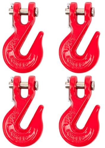 Lechansen Ganci per catena da 5/16, rivestimento a polvere rossa G80, gancio a forcella in acciaio legato forgiato per catena di traino e leganti G80 – 2,2 kg WLL per rimorchio camion trasporto di