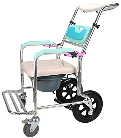 TEmkin Toilettenstuhl, mit rollbarem Toilettenstuhl/Rollstuhl-Duschtransportstuhl/Badezimmer-Badehocker, Verstellbarer Rückenlehnenwinkel, Shampoo-Badezimmer-Toilettenstuhl, Wasch-Rollstuhlsitz