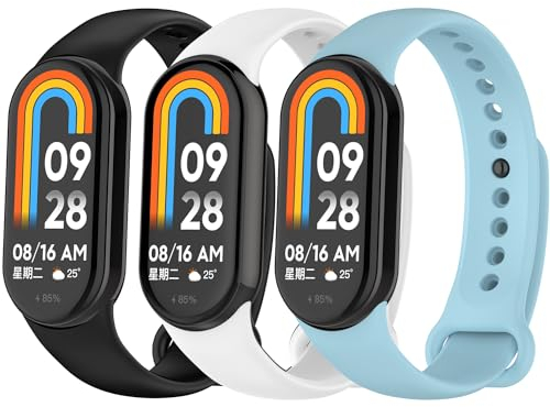 Monuary 3 Stück Ersatzarmbänder Kompatibel mit Xiaomi Smart Band 10/9/8, Farbenfrohe Sportliche Armbänder, Weich und Atmungsaktiv, Schnellverschluss