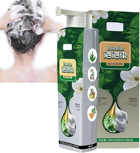 Bubble Plant Hair Dye Shampoo - Household Easy-to-wash Hair Washing Color Cream - Hair Color Shampoo, 200ml (Brown)
