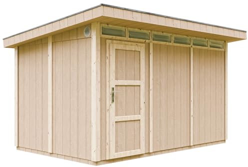 LP® SmartSide® panel shed M904- H237 x 236 x 368 cm / 8.68 m2 - Sheds and Outdoor Storage - Wooden garden storage shed - Bike shed, Small shed, with floor and bituminous tiles - TIMBELA M904