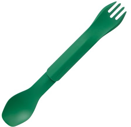 humangear GoBites Bio Duo – Fourchette et cuillère de voyage, taille complète, sans BPA, fourchette pliable multifonctionnelle, étendue – 23,1 x 4,1 cm, vert forêt