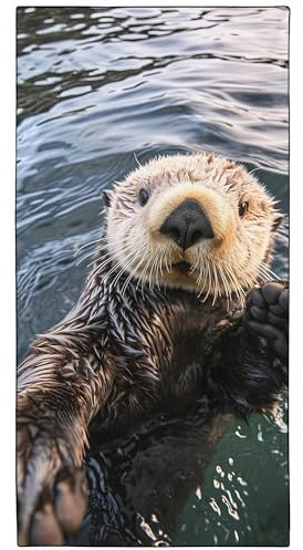 YISUMEI Mikrofaser Strandtuch XXL, Strandhandtuch Leicht Badehandtuch Schnelltrocknend, Selfie Otter, 180 x 90 cm