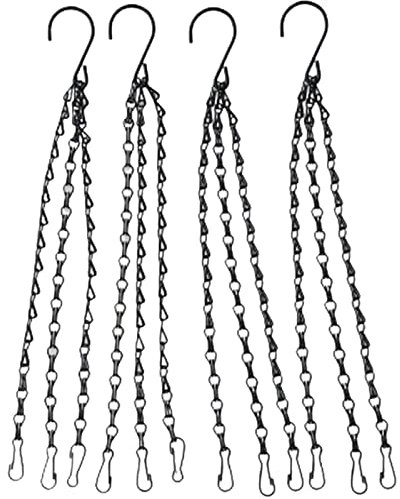 Plant Pot Rust Large Outdoor 4 Pieces Hanging Basket Chains Flower Pot Replacement Chain Hanger for Planters and Ornaments (Black, One Size)