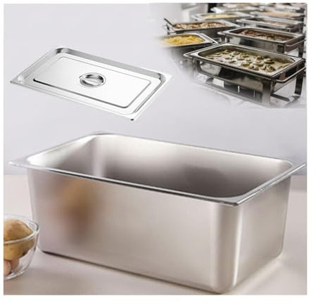 NJDQFA Mahlzeit Zutatenbehälters,Edelstahl Gastro Behälter GN Spülmaschinenfest,Stapelbar Tief Gastronormbehälter,1/1（53 * 32.5）,20cm1.2side