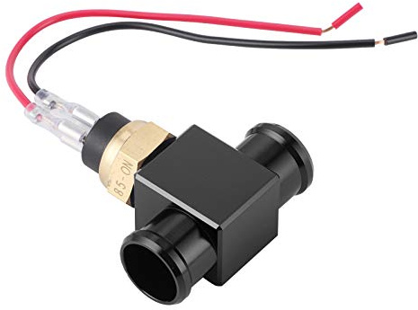 AKLOSIPY Kit de Capteur de Température de Ventilateur de Commutateur de Température de Thermostat pour Moto ATV Véhicule Tout-Terrain Noir Comprend Un Adaptateur de Tuyau (Black)