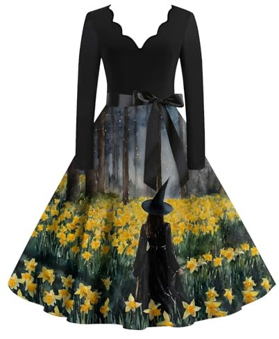 Halloween Kostüm Damen, Abendkleider Halloween Kostüm Damen Gruselig Sexy Halloween Kostüme Für Frauen Kleid Damen Elegant Halloween Damen Kostüm Maxikleid Damen Halloween (A22,L)