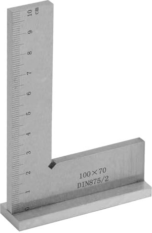 Anschlagwinkel 100 x 70 mm, 90° Schlosserwinkel Metall, Zimmermannswinkel mit Winkelmesser Basis und Skala DIN 875, für Ingenieur Schreiner Maschine Labor Holzbearbeitung Werkstatt Metallbau