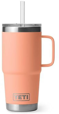 YETI Rambler Straw Mug, Stainless Steel Vacuum Insulated Mug with Stronghold Lid, Lowcountry Peach, 25 oz (739 ml)