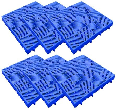 Rejilla de plástico ligera e impermeable para almacenamiento, rejillas transpirables, fáciles de instalar y duraderas, 6 unidades, 60 x 60 x 5 cm, ideal para garaje, supermercado, sótano