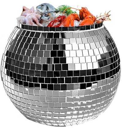 Disco Ball Ice Bucket Beverage Tubs Disco Ball Bowl Vase Cup Drink Bucket for Parties,Large Retro Drink Bucket | Disco Beverage Tubs Disco Bowl Vase Cup Drink Bucket Ice Barrel Double Insulated