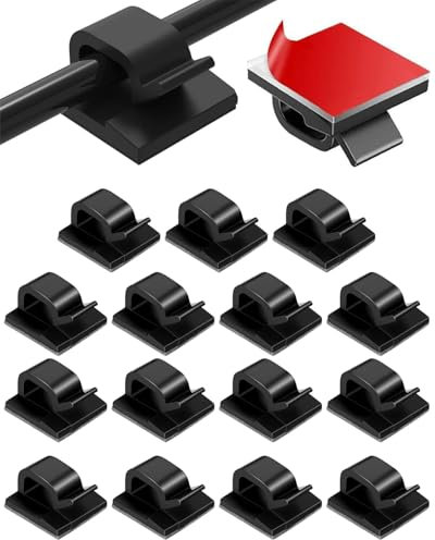 TPZORJX 20 pcs Portacables Autoadhesivo Negro Pasacables Clips Para Cables Guía de Cables Organizador de Cables Abrazaderas Para Cables Fijación de Cables Hogar Oficina Escritorio Rodapié Plástico
