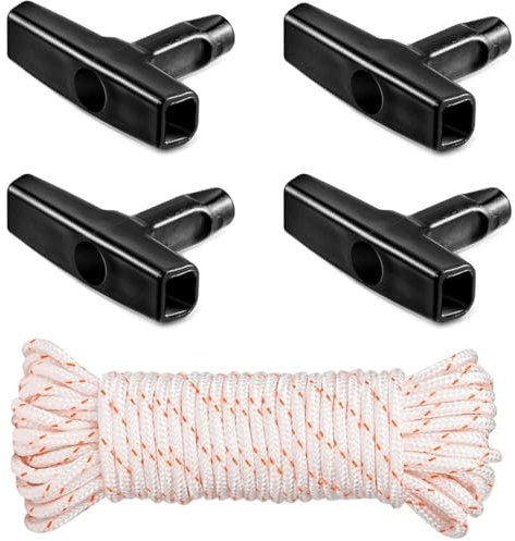 JEYORZY 5 pcs Corde Lanceur, Corde de démarrage tondeuse à gazon Corde de démarrage 10 mètres Ø4mm et poignée de démarrage 4 pièces, pour Tondeuse Tronçonneuse Coupe-bordure Pièces de Moteur