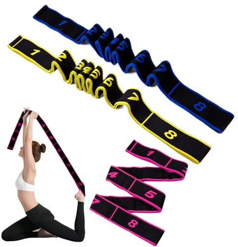 3 Pieces Ceinture de Yoga Élastique pour Fitness, Pilates, Étirement Corps