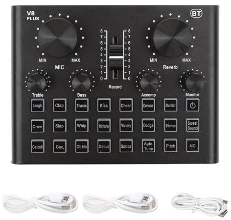 Mtlavish Externe Soundkarte mit Dual DSP Sound Verschönerung und 15 unabhängigen Live -Soundeffekten für Live -Streaming -Sendungen auf dem PC -Smartphone mit USB -Kabel -Audio