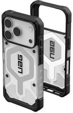 URBAN ARMOR GEAR Pathfinder MS Hülle kompatibel mit Apple iPhone 17 Pro Case (Wireless Charging/Magnetisches Aufladen, Fallschutz nach Militärstandard) Ice/Silber