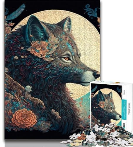 Jigsaw Fantasy Wolf Puzzle 1000 Teile für Erwachsene und Jugendliche ganze Familie geeignet für Kinder ab 14 Jahren (26x38cm)