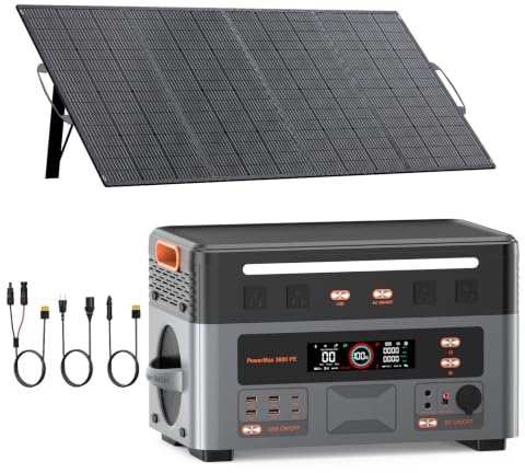 IEE 3200W Centrale Elettrica Portatile P3200 con Pannello 400W, 2048Wh Generatore Solare, Batteria LiFePO4, Ricarica1h, 16 Porte, Controllo APP, Portable Power Station per Campeggio, Camper, Casa