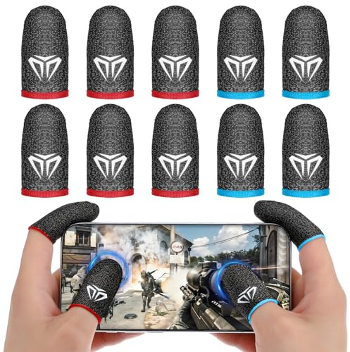 WLLHYF 10 Stück Gaming Finger Sleeves Elasthan Fasern Mobile Game Touchscreen Fingerhülse Bequeme Atmungsaktiver Anti-Schweiß Finger Handschuhe Daumenhülsen Fingerabdeckung Fingerlinge