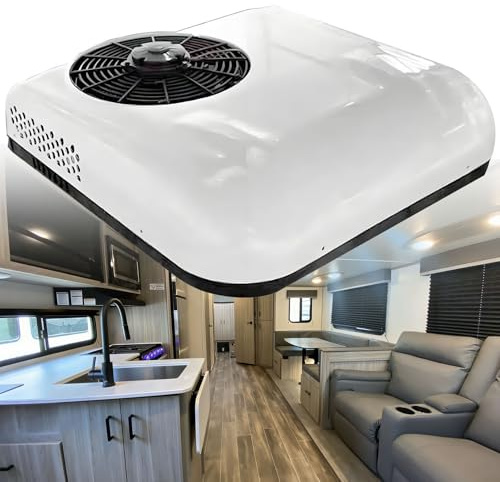 levigationlu 12V/24V Rooftop Rv Air Conditioner, Rv Rooftop Ac Unit, Quiet Energy Saving, Parking Cool Air Conditioner for Camper, Truck, Rv, Excavators, Cranes, Van 12V