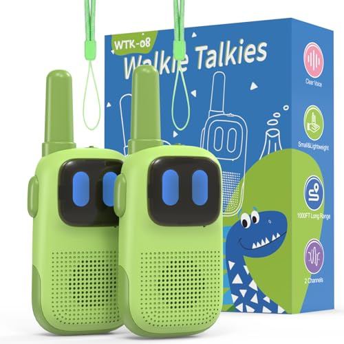 Walkie Talkie Kinder für Jungen Spielzeug, Kearui Funkgerät Kinder Leichtgewichtig 2 Kanäle Spielzeug 3-12 Jahren für Kinder Outdoor Wandern & Camping (Hell Grün)