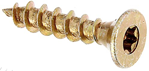 Alberts 338756 Tornillo para madera Maxi-Fix, sin broca, en caja para colgar, amarillo galvanizado, Ø5 x 25 mm, Juego de 16