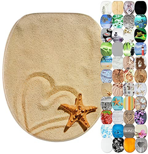 Sanilo Soft Close Toilet Seat, Wide Choice of New Toilet Seats, Stable Hinges, Easy to Mount (Sandy)