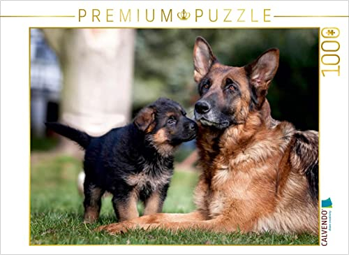 Schäferhund-Welpe mit Mutter 1000 Teile Puzzle quer