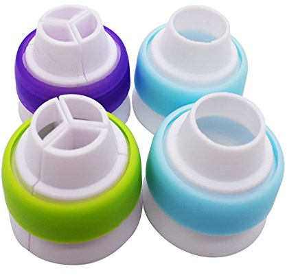 4Pcs/Set Russian Icing Large Piping Nozzles Coupler for Base 1.46 inch (3.7cm) Russian Nozzles Work Pastry Disposible Bag and Silicone Pastry Bag Quickly & Easily Attach and Swap