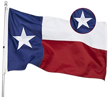 Drapeau de l'État du Texas 0,9 x 1,5 m – Drapeau brodé cousu en nylon Oxford 210D de couleurs vives et résistant à la décoloration – Œillets en laiton et ourlet à 4 points – Pour toutes les conditions