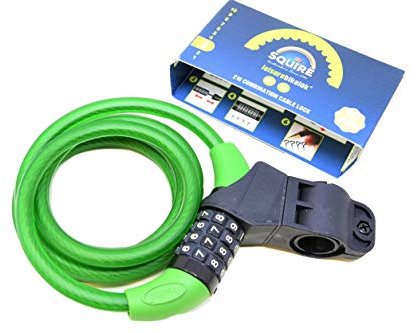 Squire HENRY 216 BIKE CYCLE SECURE COIL COMBINATION CABLE LOCK BIKE SECURITY 10mm x 1800mm Green