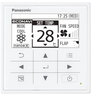 Panasonic CZ-RTC5B Télécommande Filaire avec Fonction Econavi, Contrôleur/Panneau de Commande Tactile pour Climatiseurs PACi VRF avec Écran Rétroéclairé et Minuterie