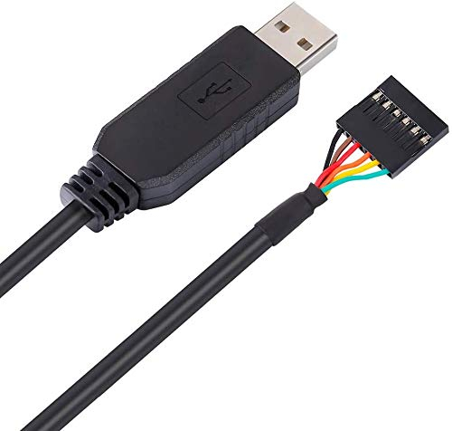 DTECH FTDI USB zu TTL Serielles 3,3-V-Adapterkabel 6-poliger 0,1-Zoll-Pitch-Buchsenkopf UART IC FT232RL-Chip Windows 10 8 7 Linux (1,8 m, Schwarz)